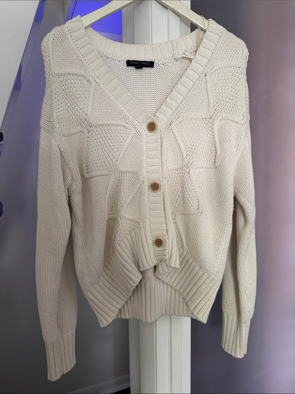 Banana Republic Ivory Button-Up Knit Cardigan